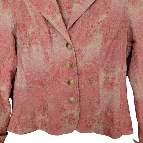 Coldwater Creek Embroidered Paisley Print Jacket Womens Size P6 Career Casual - Picture 7 of 13
